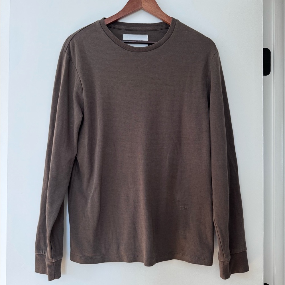 FRAME Duo Fold Crew Neck Sweatshirt Men's M Walnut Long Sleeve Pullover classic
